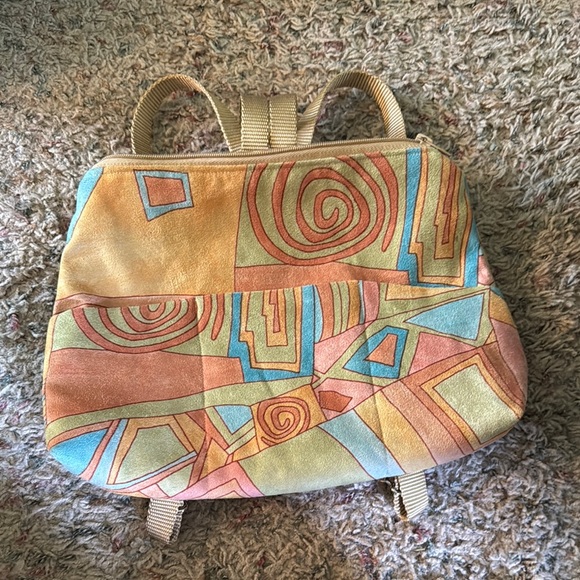 Vibrant Orange and Blue Geometric Backpack - Picture 1 of 4